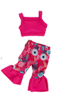 Pink Crop Top and Flared Pants